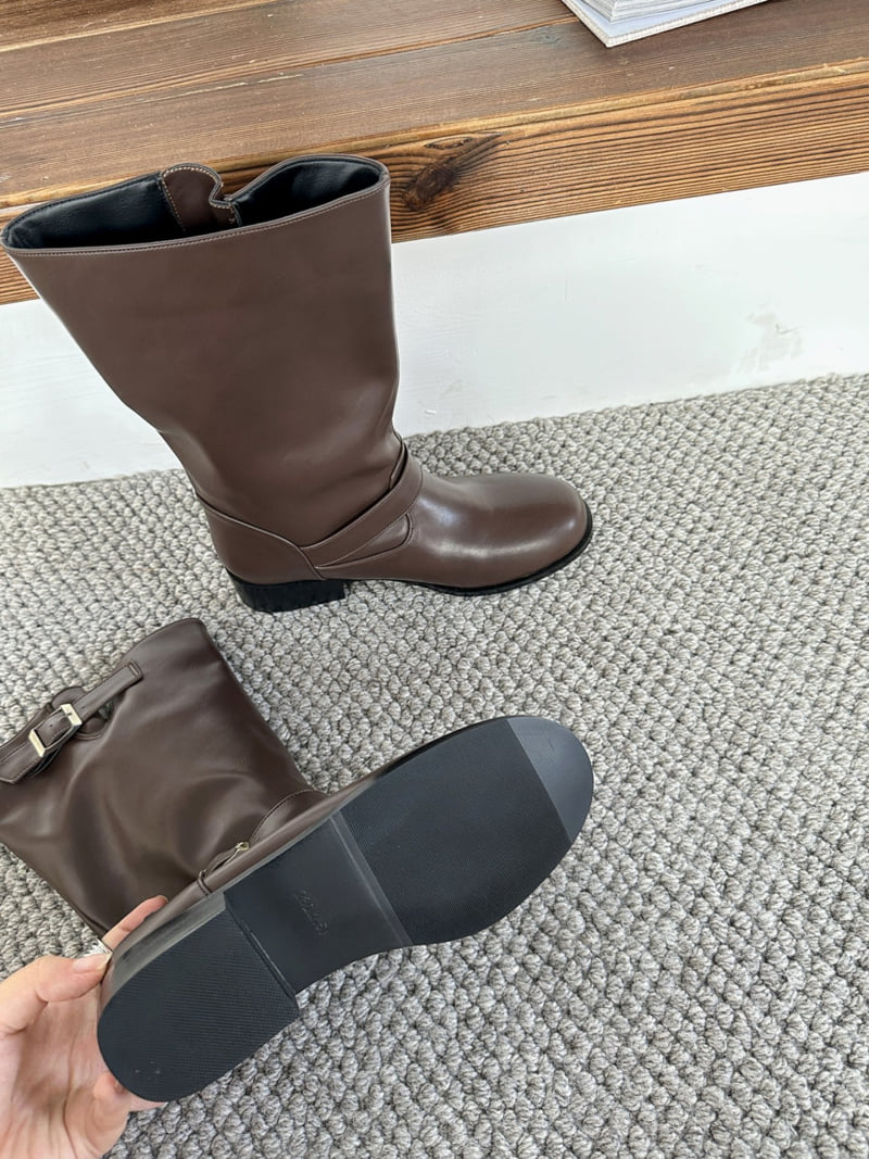 Runa Martin - Korean Women Fashion - #momslook - Biker Western Simple Buckle Boots - 8