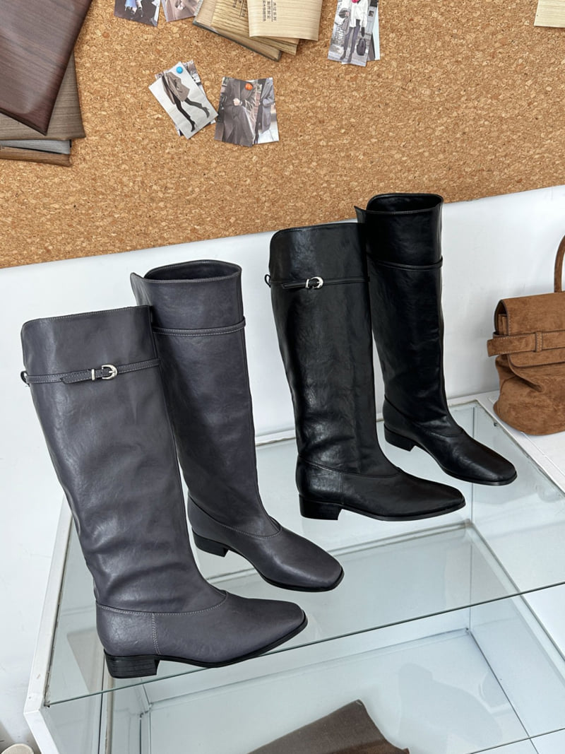 Runa Martin - Korean Women Fashion - #momslook - Simple V Cut Wide Vintage Long Boots - 6