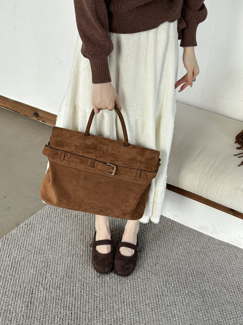 Runa Martin - Korean Women Fashion - #womensfashion - Sheer Round Panel Suede Fleece Mary Jane Flats - 7