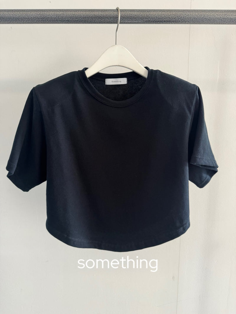Something - Korean Women Fashion - #vintagekidsstyle - Care Shoulder Pad Short Sleeve Tee - 2