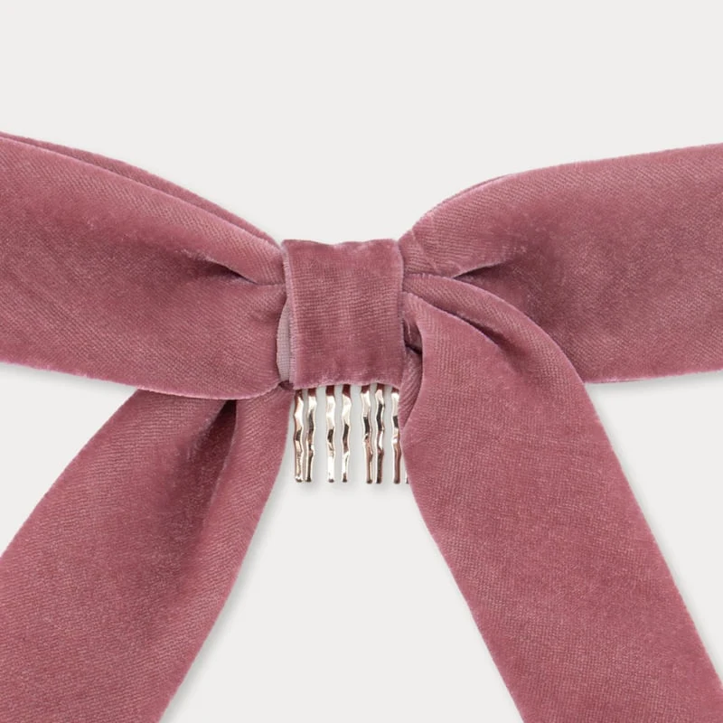 Soye - Korean Children Fashion - #magicofchildhood - Mary Velvet Ribbon Pin (Pink) - 2