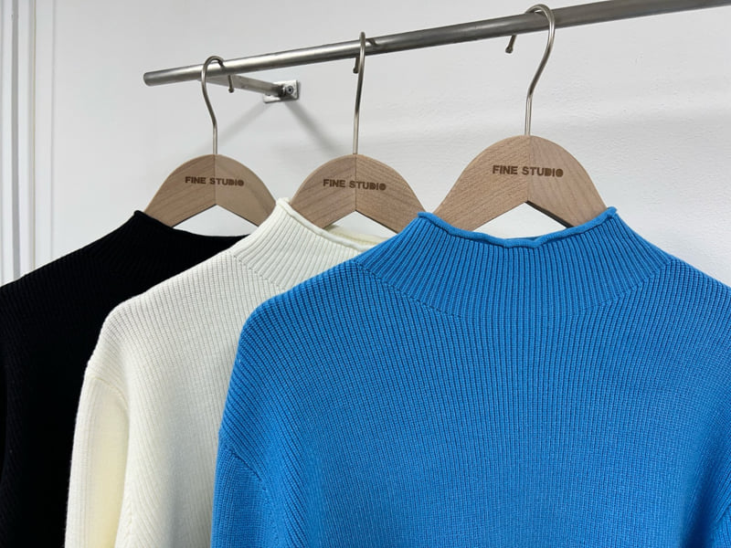 The Fine.b - Korean Women Fashion - #momslook - Firm Knit Turtleneck Tee - 2