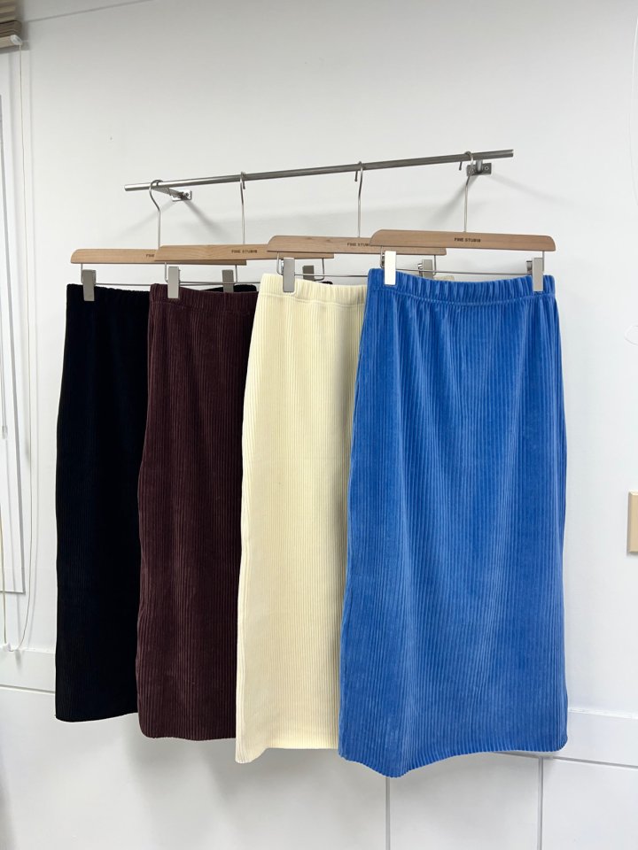 The Fine.b - Korean Women Fashion - #momslook - Velour Ribbed Skirt
