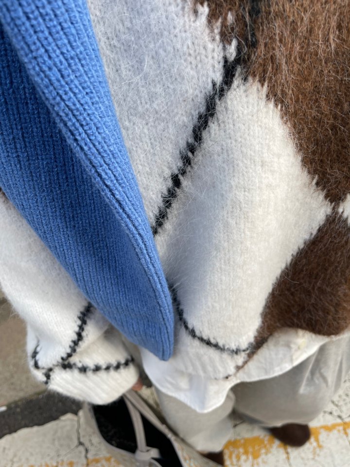 The Fine.b - Korean Women Fashion - #momslook - Argyle Loose Fit Knit - 5