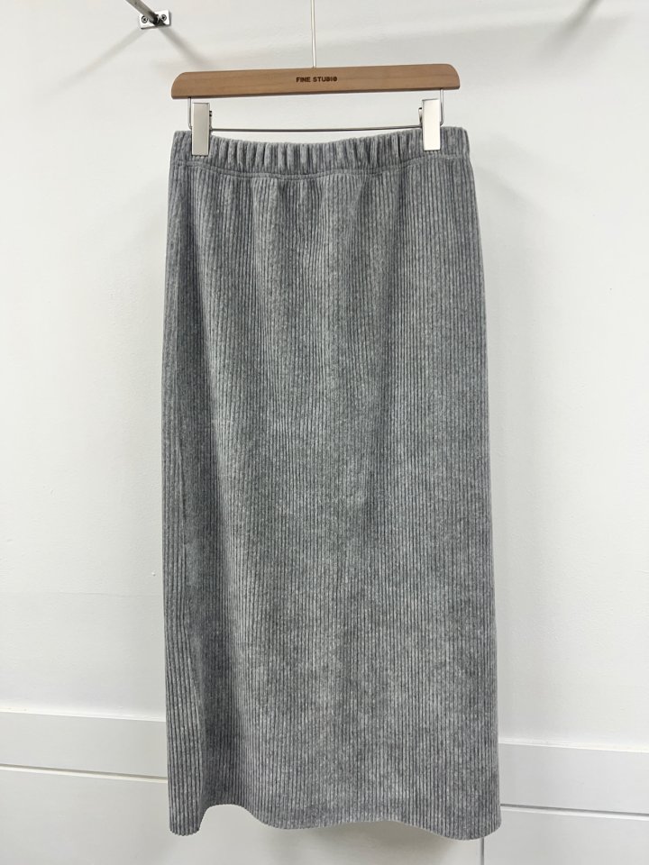 The Fine.b - Korean Women Fashion - #womensfashion - Velour Ribbed Skirt - 2