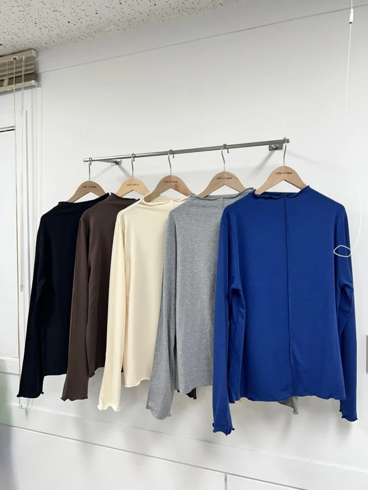 The Fine.b - Korean Women Fashion - #womensfashion - Fleece Wave Half Turtleneck Tee