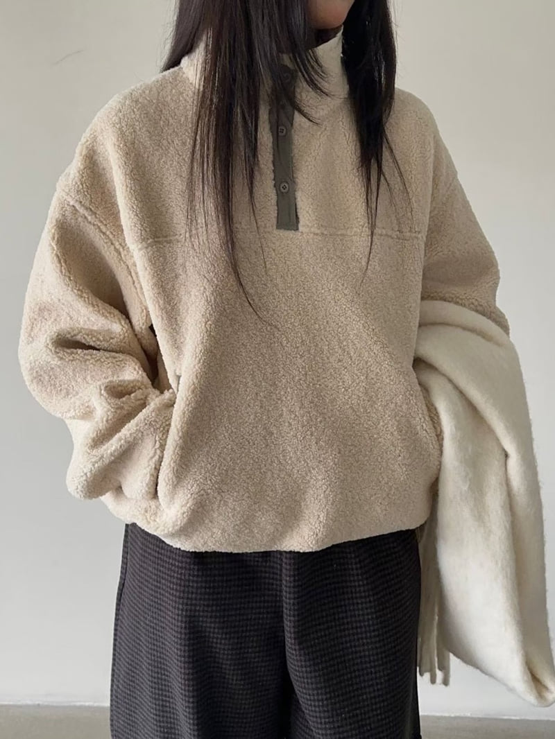 There By - Korean Women Fashion - #momslook - Len Fleece Half-Zip - 3
