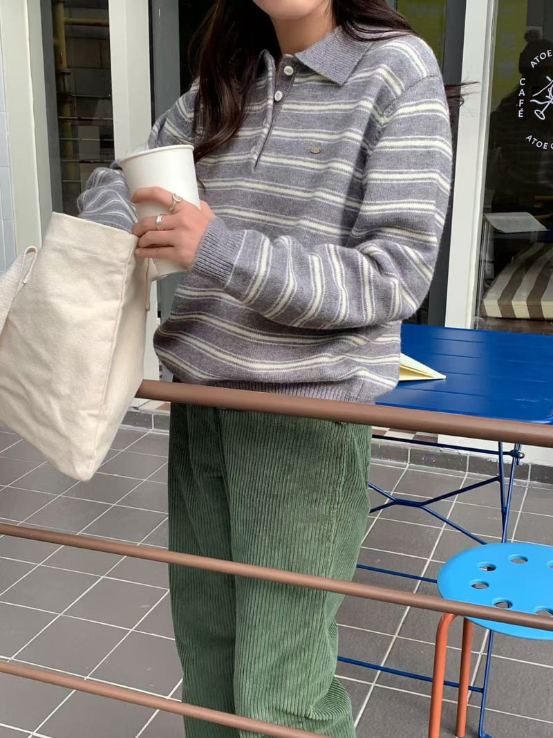 There By - Korean Women Fashion - #momslook - M Striped Knit