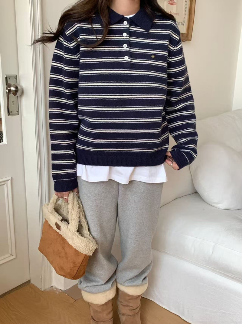 There By - Korean Women Fashion - #momslook - M Striped Knit - 7