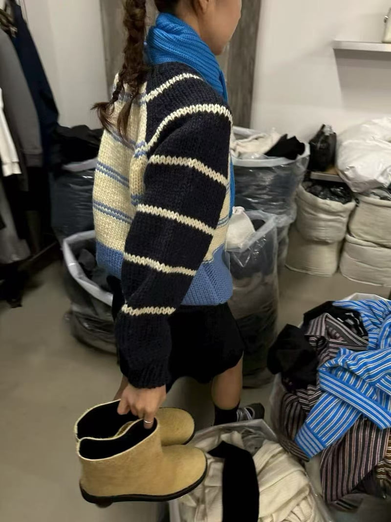There By - Korean Women Fashion - #momslook - Berry Striped Knit - 6