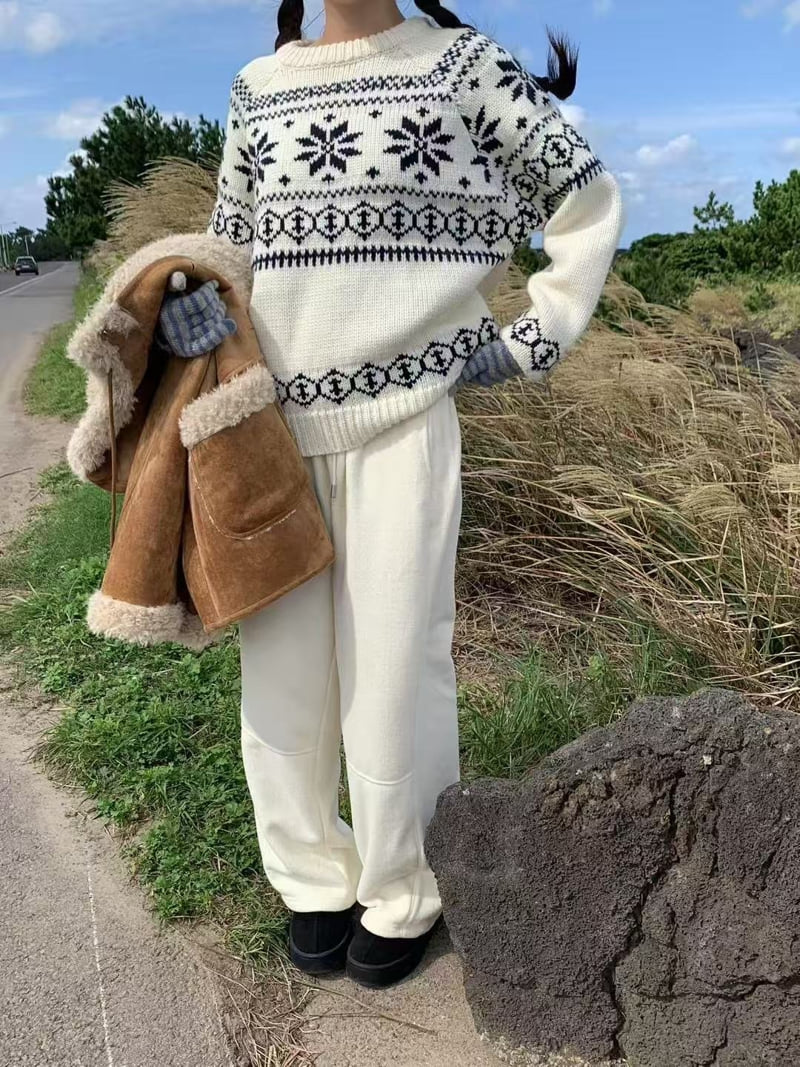 There By - Korean Women Fashion - #shopsmall - Snowflake Knit - 6