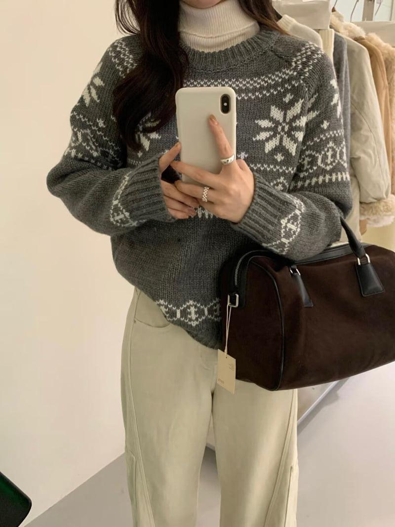 There By - Korean Women Fashion - #thatsdarling - Snowflake Knit - 7