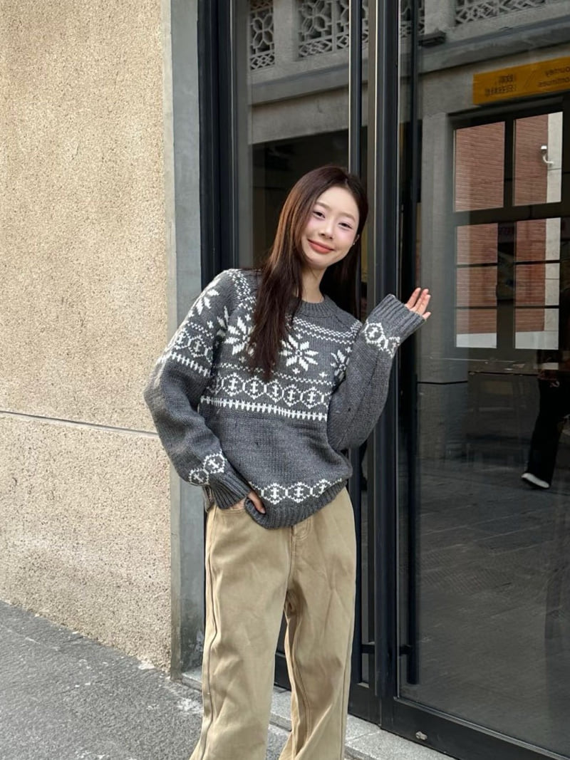 There By - Korean Women Fashion - #thelittlethings - Snowflake Knit - 8