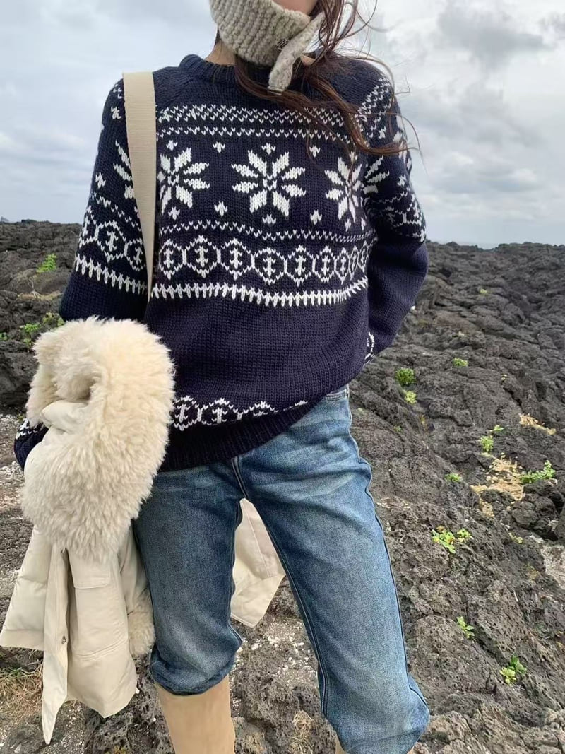 There By - Korean Women Fashion - #vintageinspired - Snowflake Knit