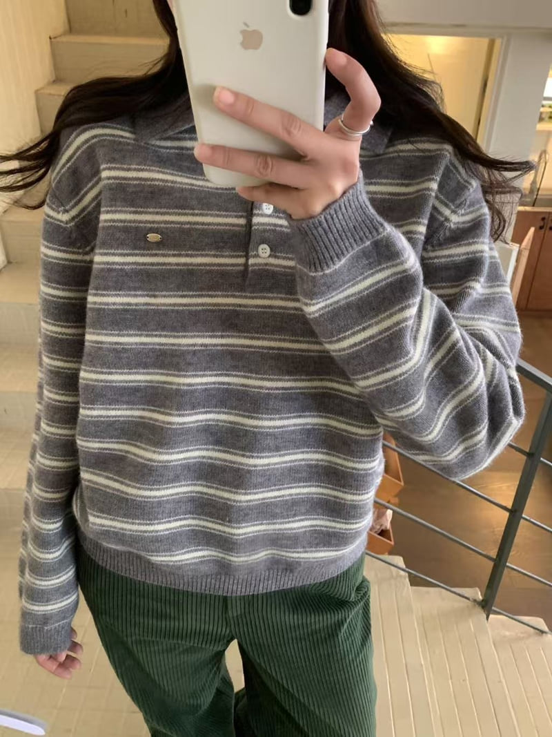 There By - Korean Women Fashion - #womensfashion - M Striped Knit - 2