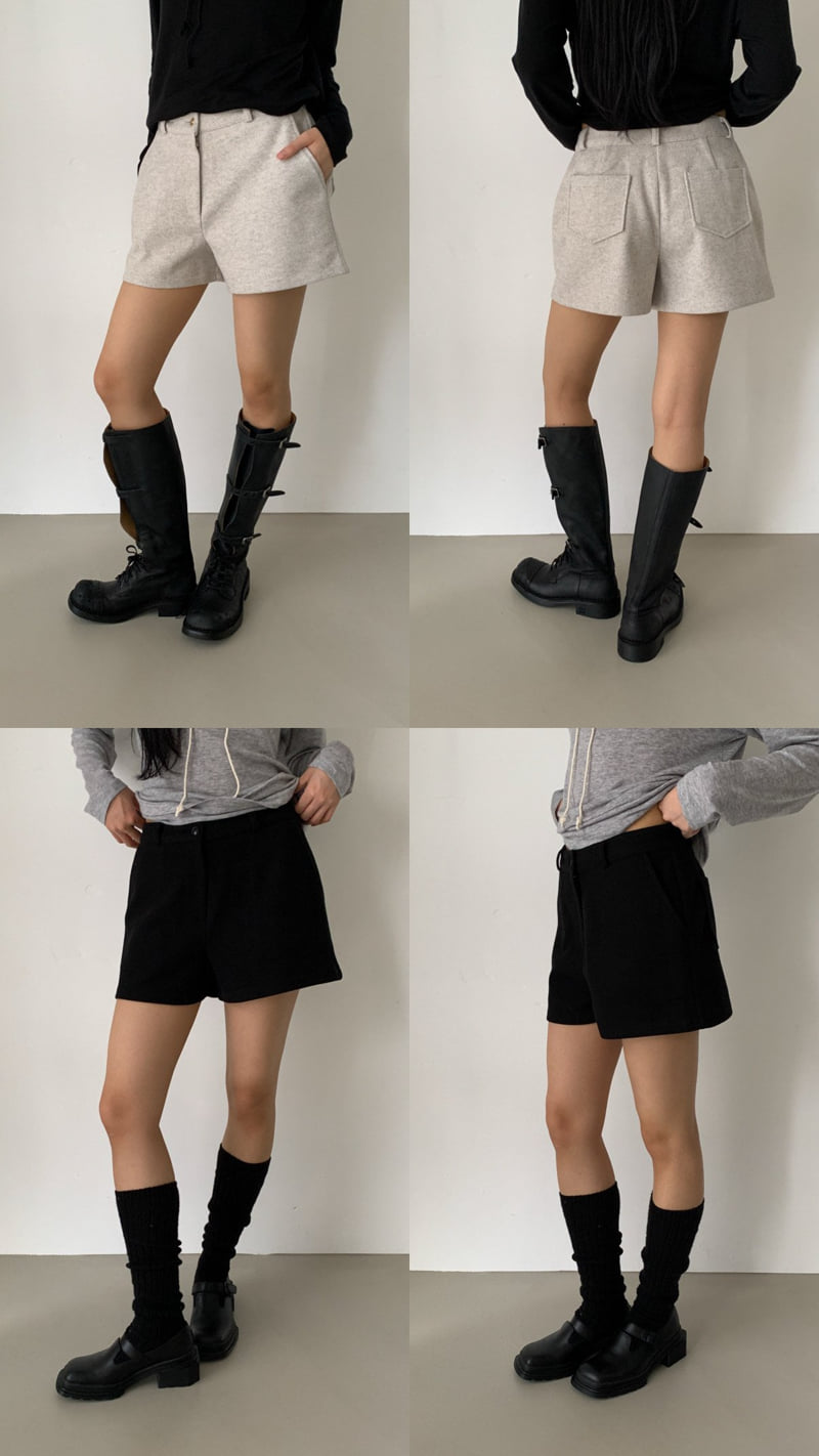 Vive L - Korean Women Fashion - #momslook - Wool Basic Shorts - 2