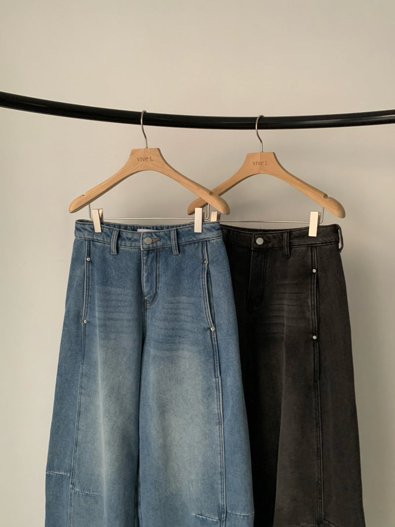 Vive L - Korean Women Fashion - #momslook - Hem Pocket Bonded Fleece Denim Pants - 7