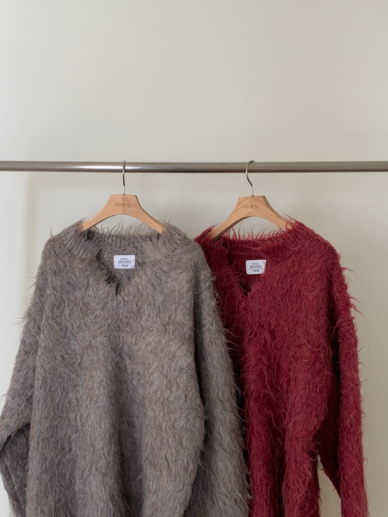 Vive L - Korean Women Fashion - #momslook - Long Hairy Heather Knit - 3