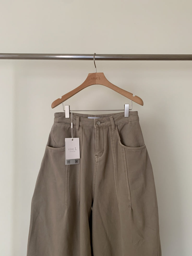 Vive L - Korean Women Fashion - #momslook - Pintuck Bonded Fleece Denim Pants - 2