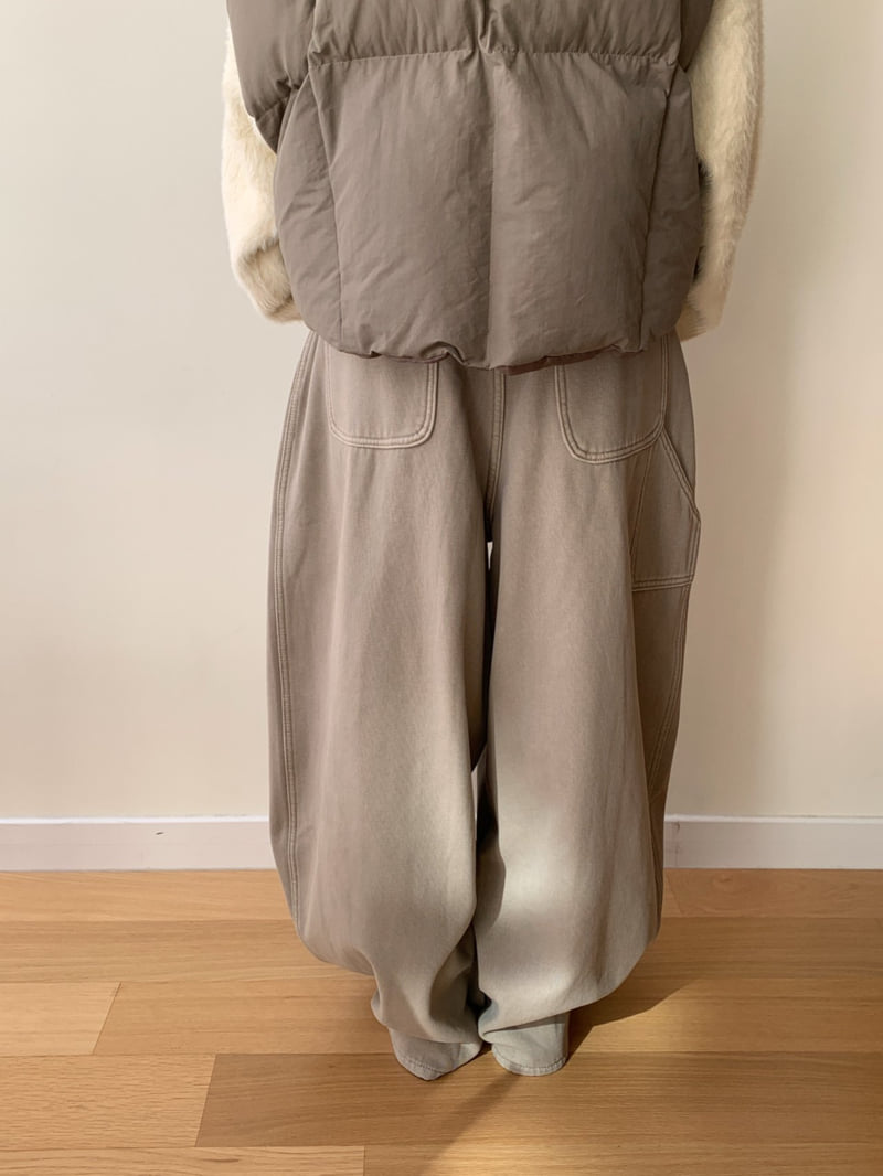 Vive L - Korean Women Fashion - #momslook - Pintuck Bonded Fleece Denim Pants - 8