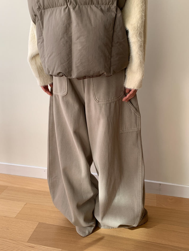 Vive L - Korean Women Fashion - #momslook - Pintuck Bonded Fleece Denim Pants - 9