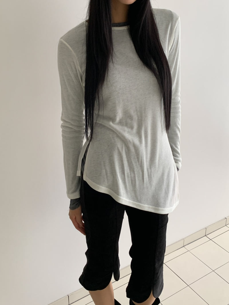 Vive L - Korean Women Fashion - #momslook - Asymmetrical Long Tee - 11