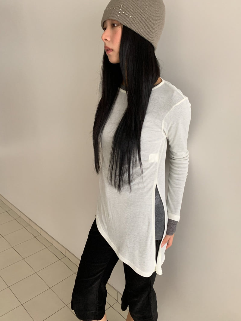 Vive L - Korean Women Fashion - #momslook - Asymmetrical Long Tee - 9