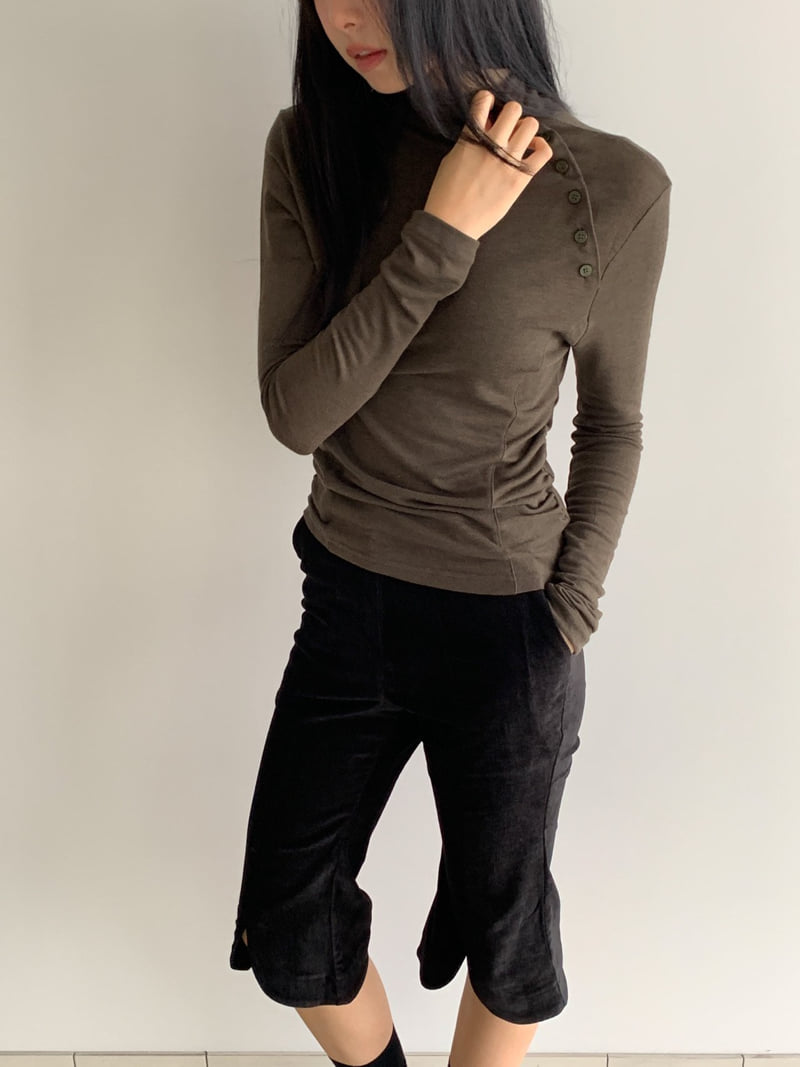 Vive L - Korean Women Fashion - #momslook - Button Half Turtleneck Tee - 10