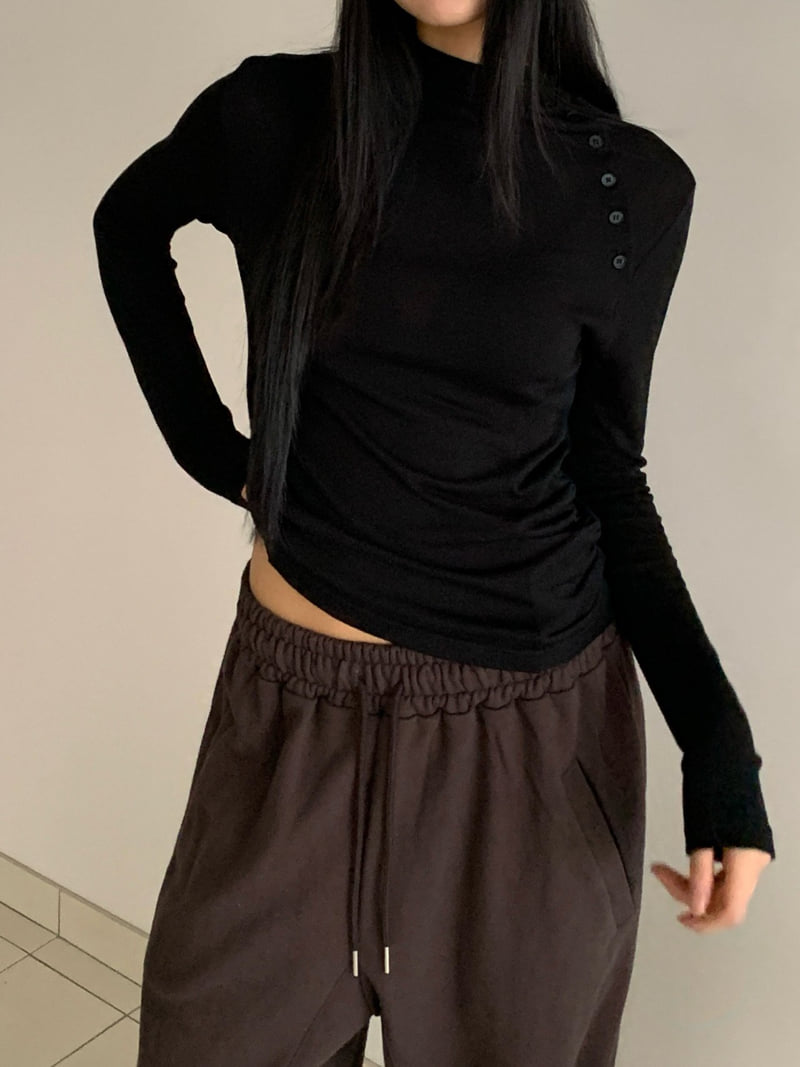 Vive L - Korean Women Fashion - #momslook - Button Half Turtleneck Tee - 6