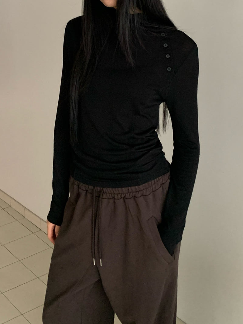 Vive L - Korean Women Fashion - #momslook - Button Half Turtleneck Tee - 8