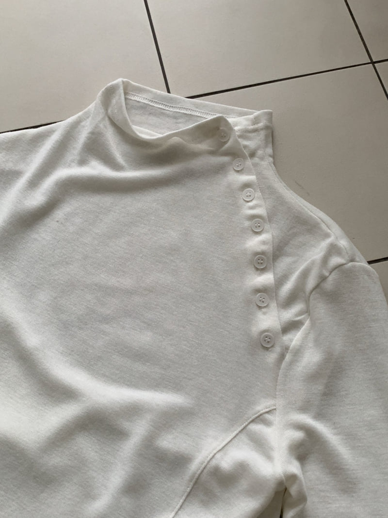 Vive L - Korean Women Fashion - #thelittlethings - Button Half Turtleneck Tee - 3