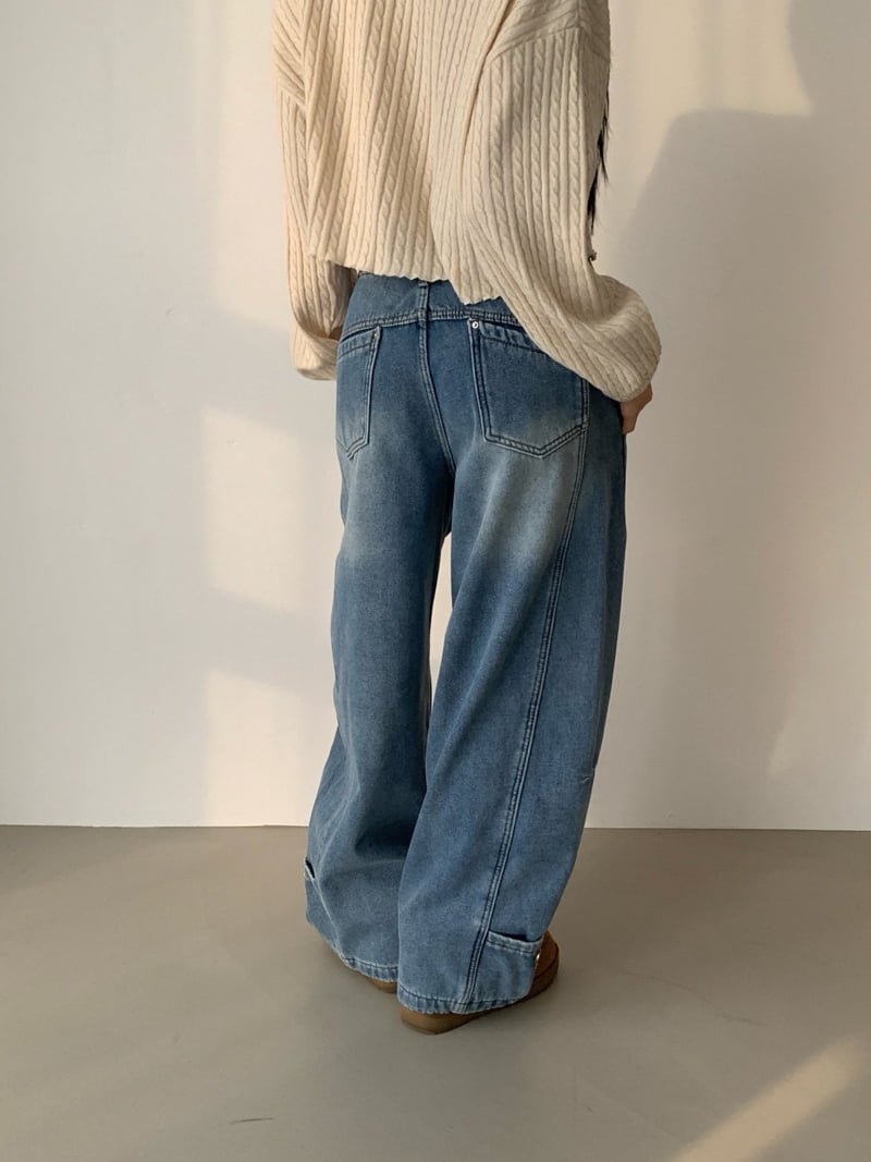 Vive L - Korean Women Fashion - #womensfashion - Hem Pocket Bonded Fleece Denim Pants - 12