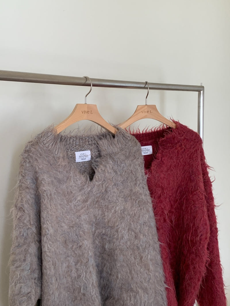Vive L - Korean Women Fashion - #womensfashion - Long Hairy Heather Knit - 2