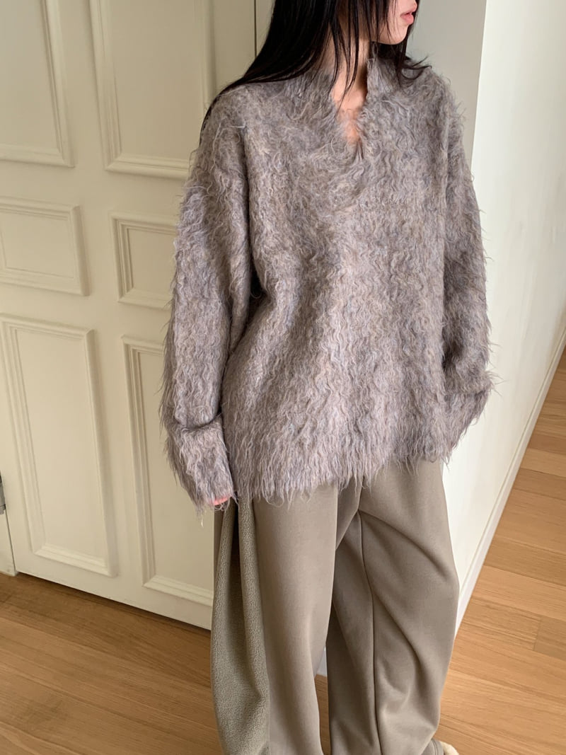Vive L - Korean Women Fashion - #momslook - Long Hairy Heather Knit - 4