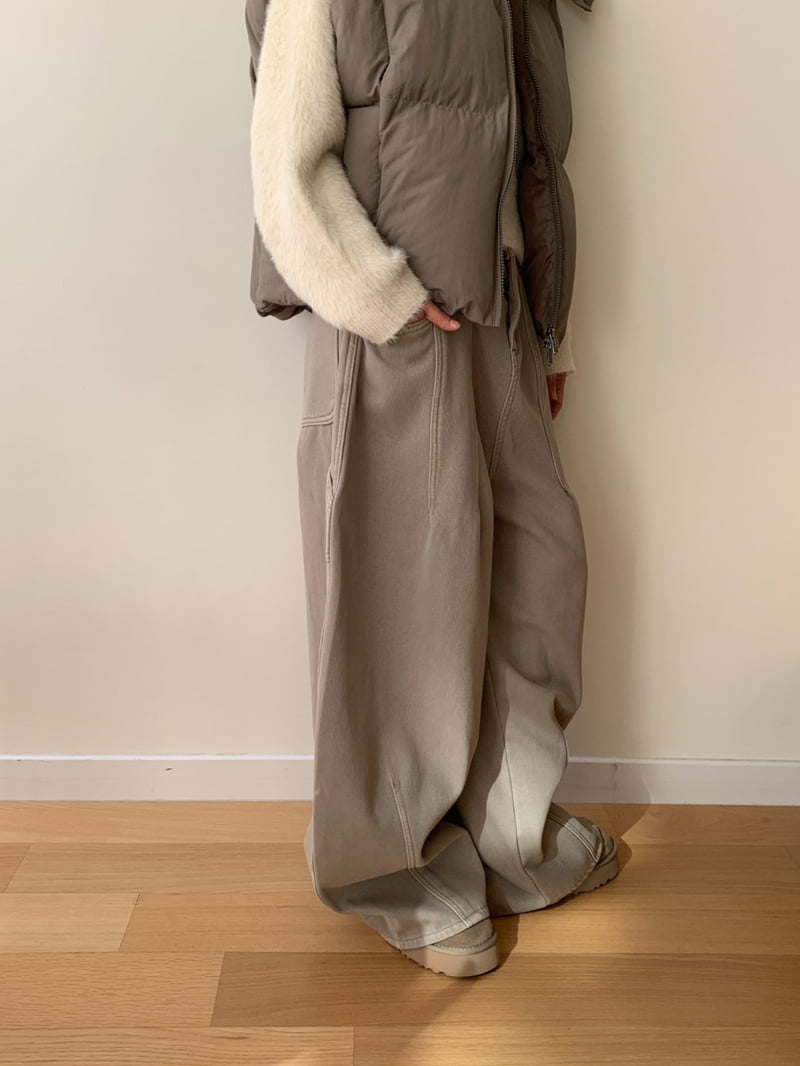 Vive L - Korean Women Fashion - #womensfashion - Pintuck Bonded Fleece Denim Pants - 7