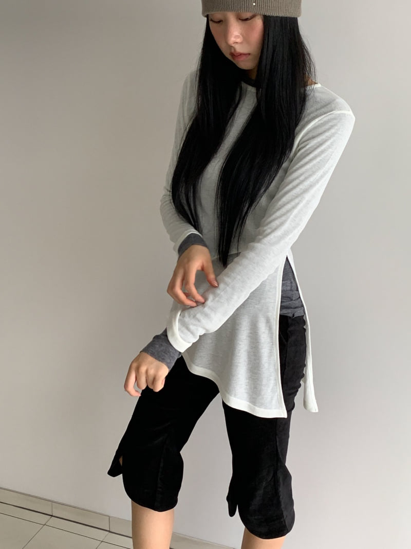 Vive L - Korean Women Fashion - #womensfashion - Asymmetrical Long Tee - 12