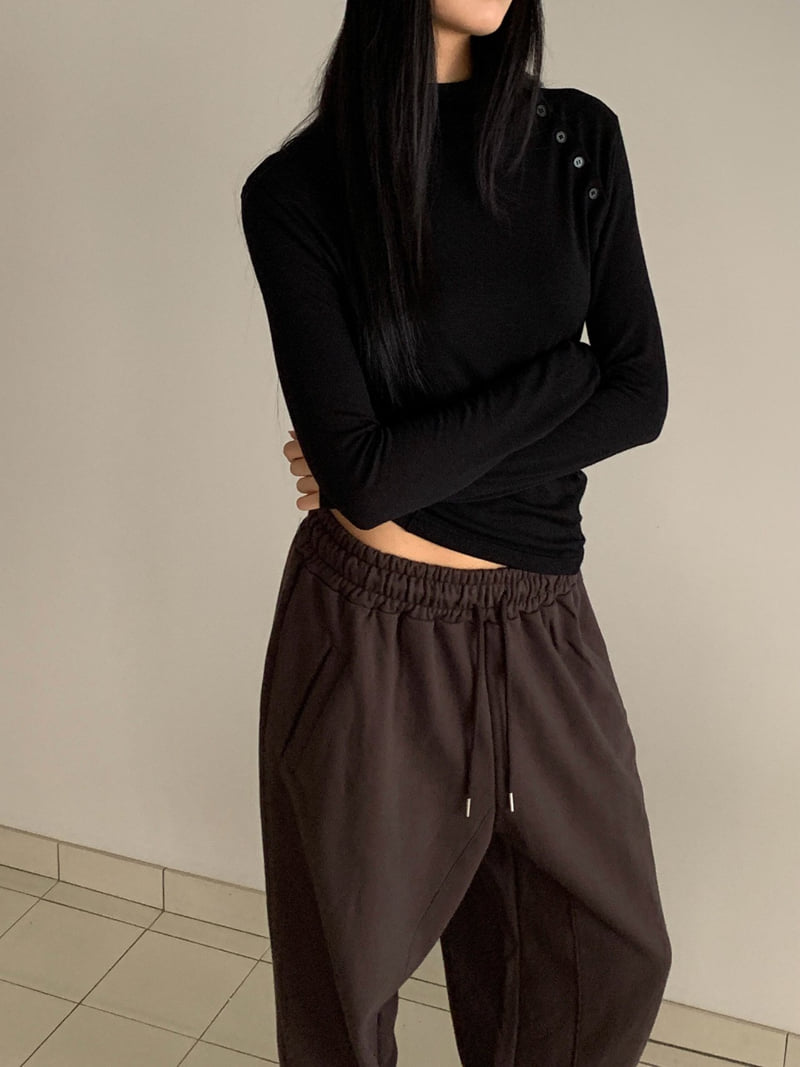 Vive L - Korean Women Fashion - #womensfashion - Button Half Turtleneck Tee - 7