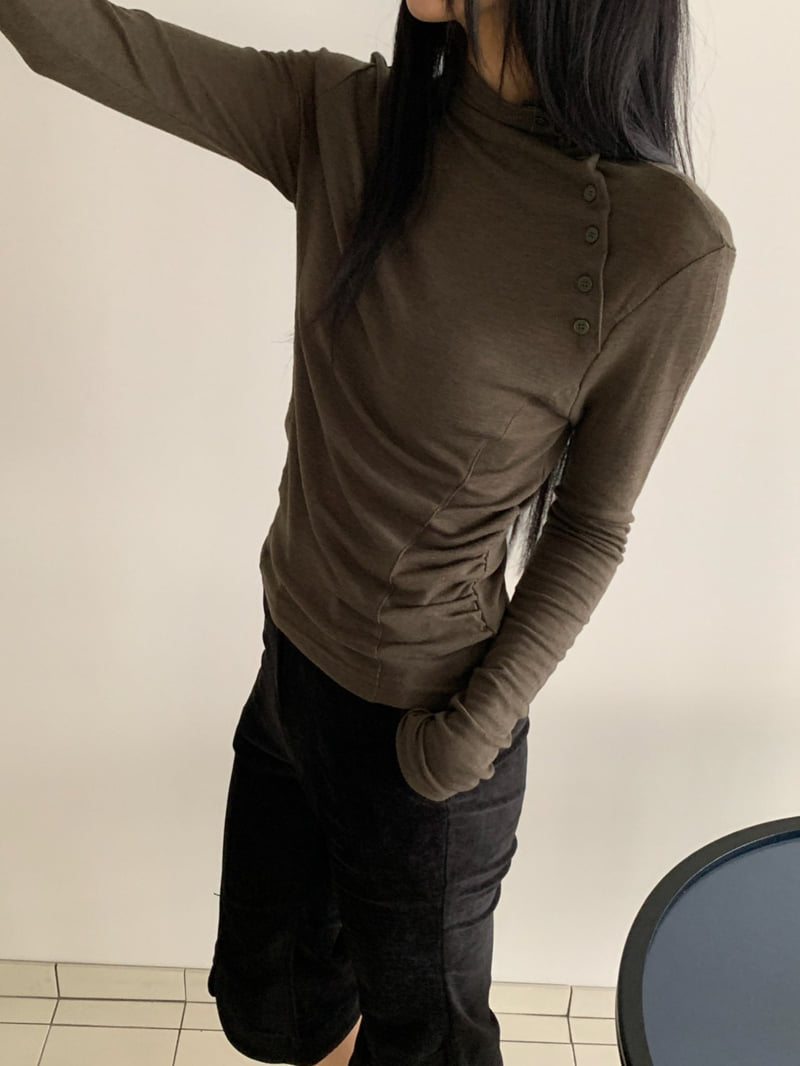 Vive L - Korean Women Fashion - #womensfashion - Button Half Turtleneck Tee - 9