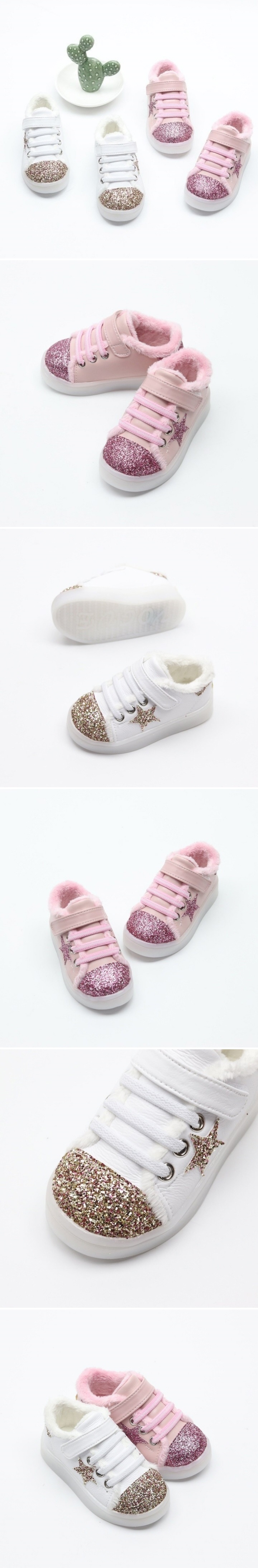 Woori Doori - Korean Children Fashion - #designkidswear - Swar Doll Powder Star Soft LED Sneakers