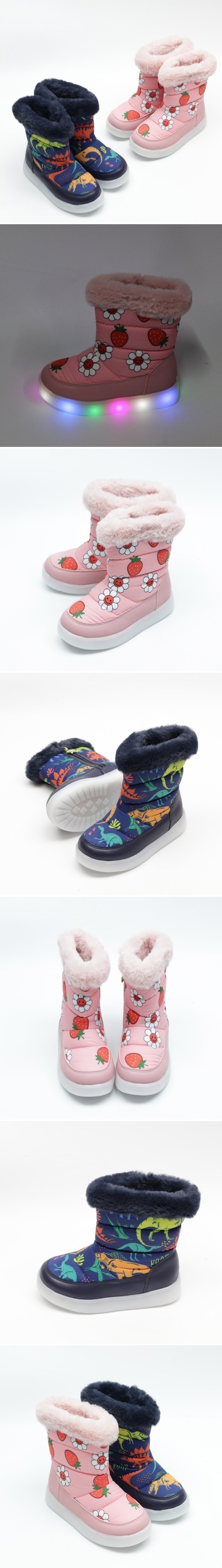 Woori Doori - Korean Children Fashion - #minifashionista - Happy Girl Strawberry Dino LED Snow Boots