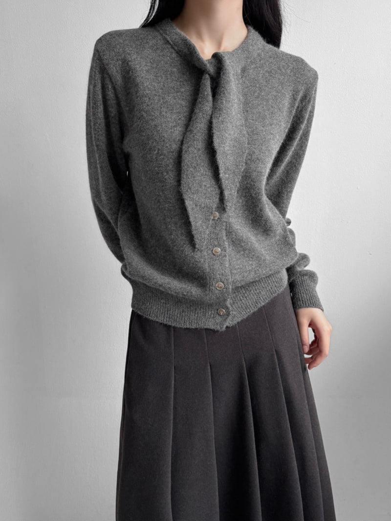 Yikho - Korean Women Fashion - #momslook - Wool Knit Scarf Cardigan - 3