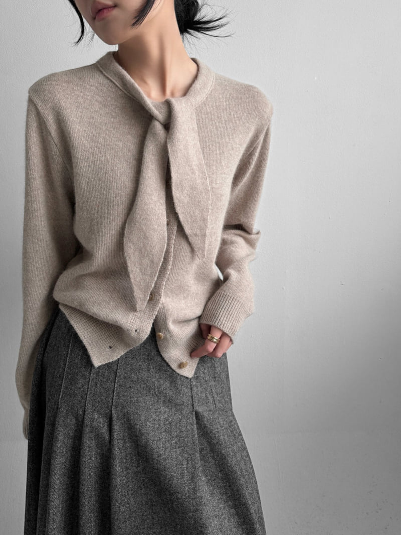 Yikho - Korean Women Fashion - #momslook - Wool Knit Scarf Cardigan - 5