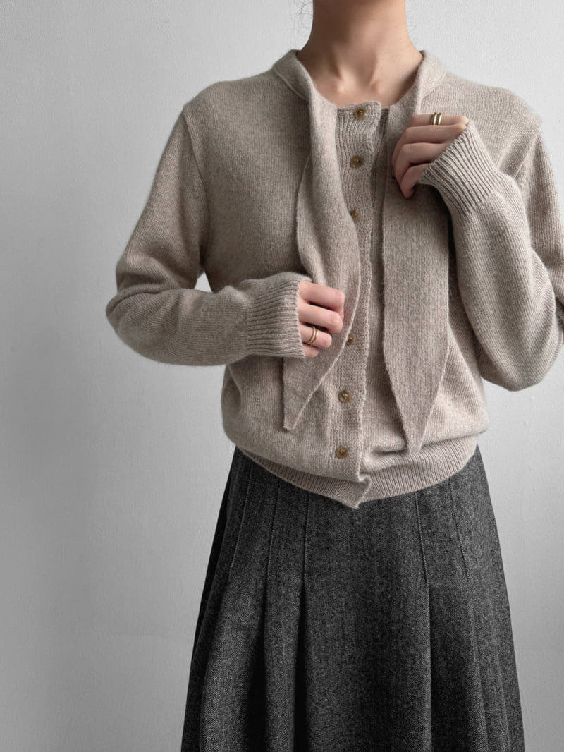 Yikho - Korean Women Fashion - #momslook - Wool Knit Scarf Cardigan - 7