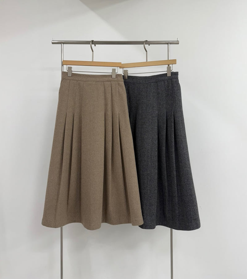 Yikho - Korean Women Fashion - #momslook - Wool Herringbone Back Banded Skirt - 8