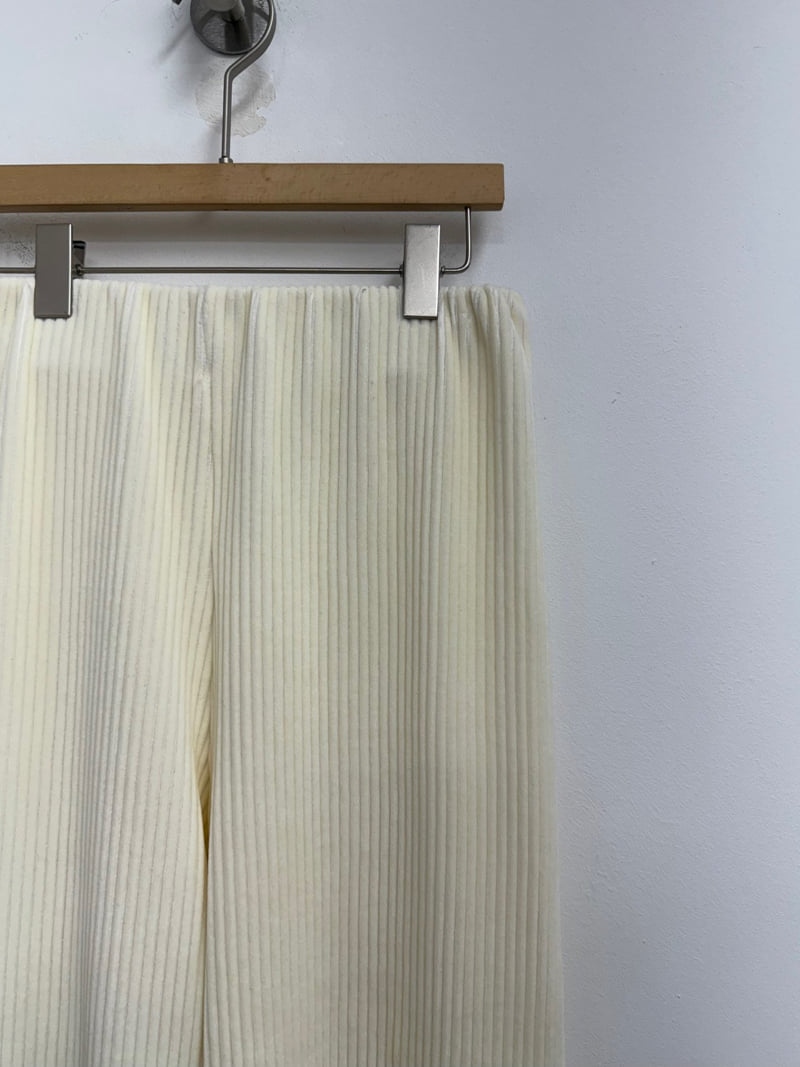 Yikho - Korean Women Fashion - #momslook - Cream Banded Corduroy Pants - 6