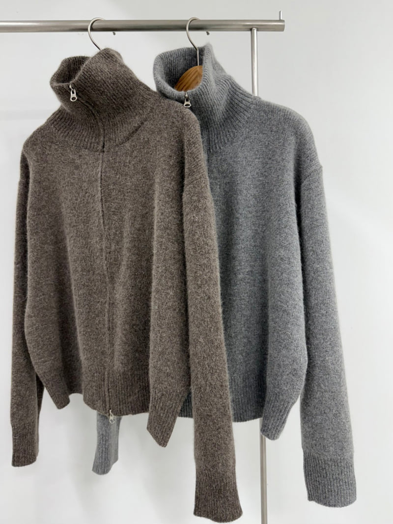 Yikho - Korean Women Fashion - #momslook - Two Way Zip-Up Cardigan - 12