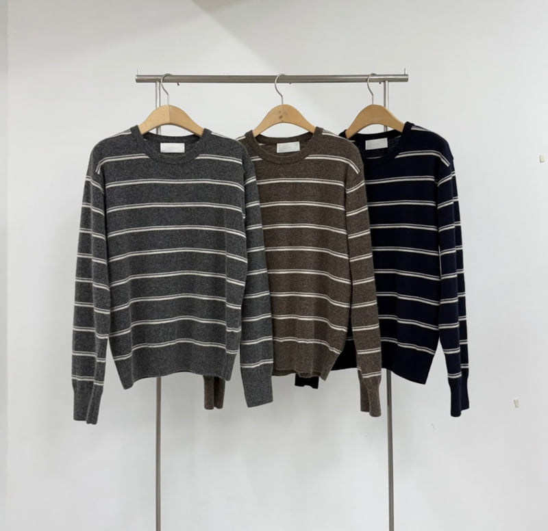 Yikho - Korean Women Fashion - #momslook - Day Round Stripe Knit - 10