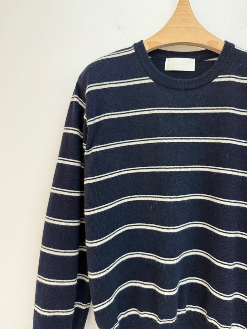 Yikho - Korean Women Fashion - #momslook - Day Round Stripe Knit - 12