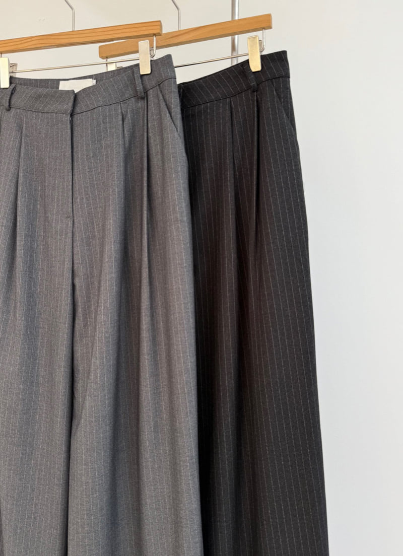 Yikho - Korean Women Fashion - #momslook - Jay Stripe Wide Pants - 12