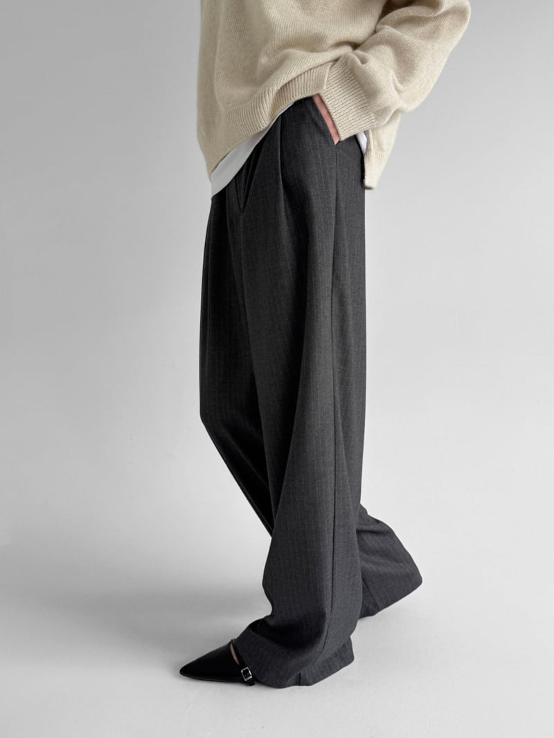 Yikho - Korean Women Fashion - #momslook - Jay Stripe Wide Pants - 6